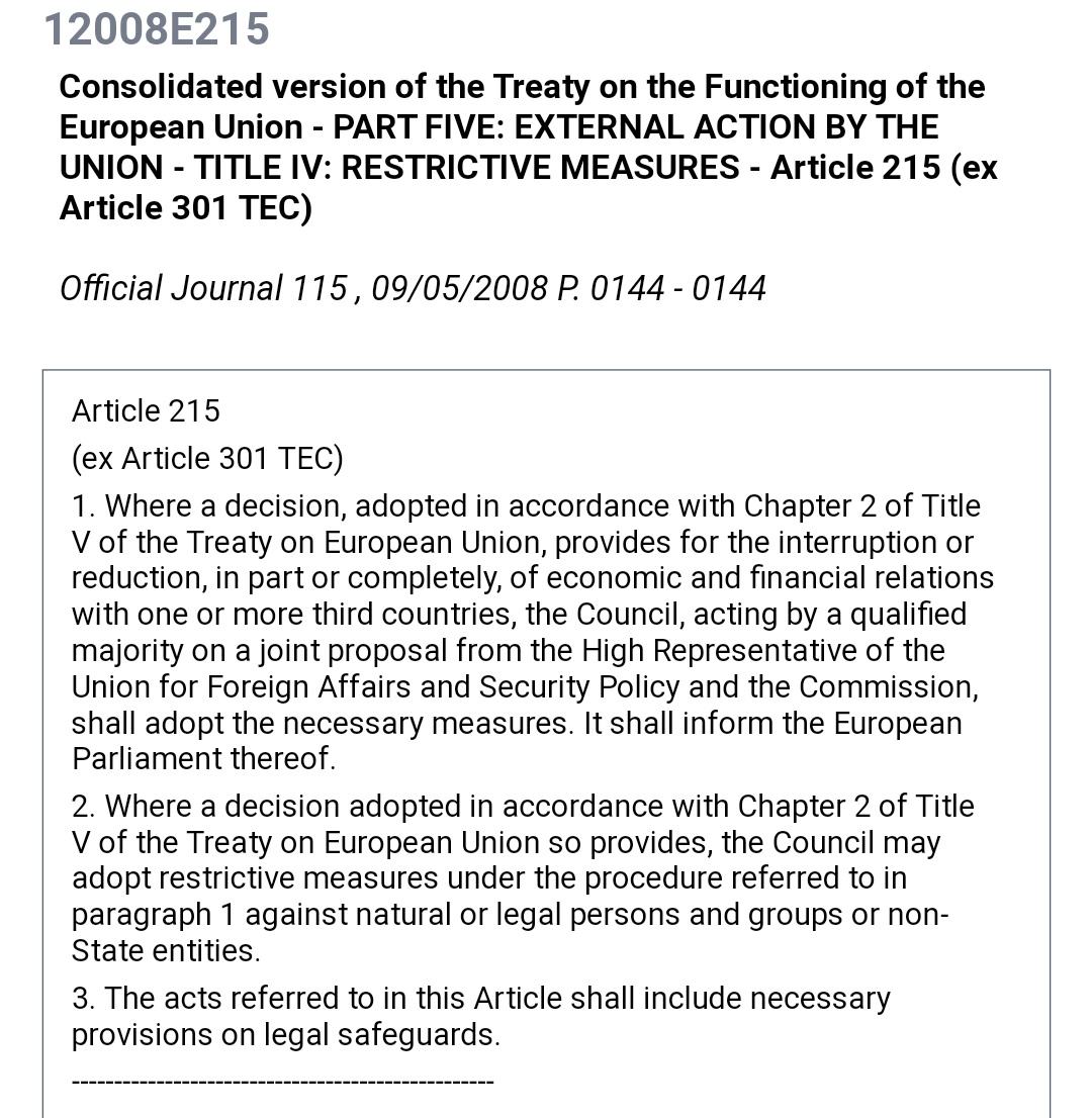 New  #euco draft does not mention sanctions specifically but leaves open use of "all instruments" in accordance with to Article 29 and 215 - which are both references to economic sanctions against third countries