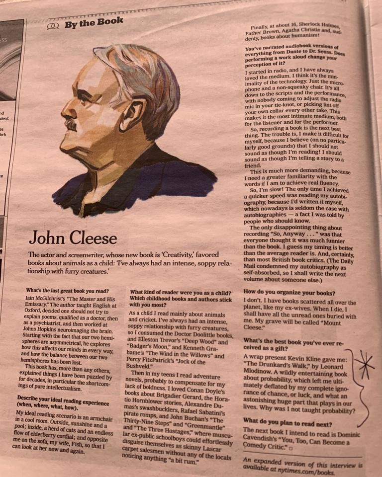Amazing to hear that <a href="/JohnCleese/">John Cleese</a>'s favorite book is Drunkard's Walk!🤩 #Science #Math #FavoriteBooks #JohnCleese #ThankYou #Randomness #Reading #Knowledge