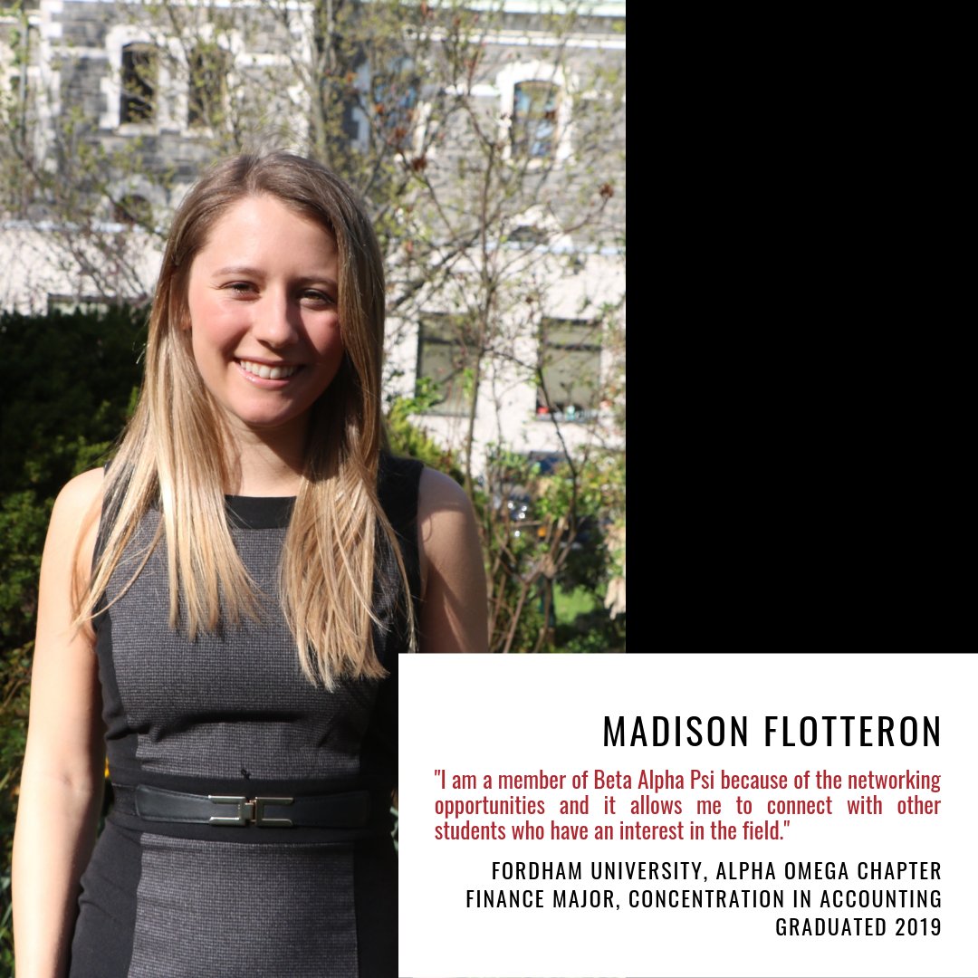 _BetaAlphaPsi's tweet photo. Throughout the year we will be spotlighting some of our Beta Alpha Psi student members! Today we are spotlighting Madison Flotteron. Be sure to follow along with #BAPStudentSpotlight https://t.co/A3uLqHyBX2