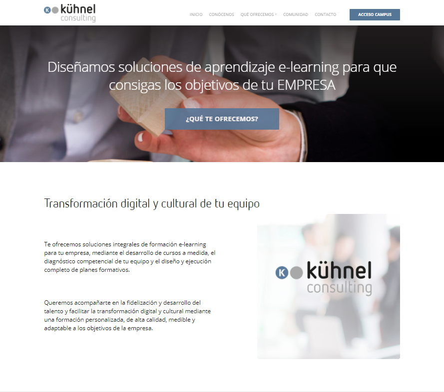 Kühnel Consulting se adapta al nuevo entorno para seguir ofreciendo soluciones integrales de formación In Company para empresas.

Su principal objetivo es aportar valor e impacto en empresas y organizaciones y para ello, lanzamos una nueva web

mtr.cool/lfzyxvvkrb

#elearning