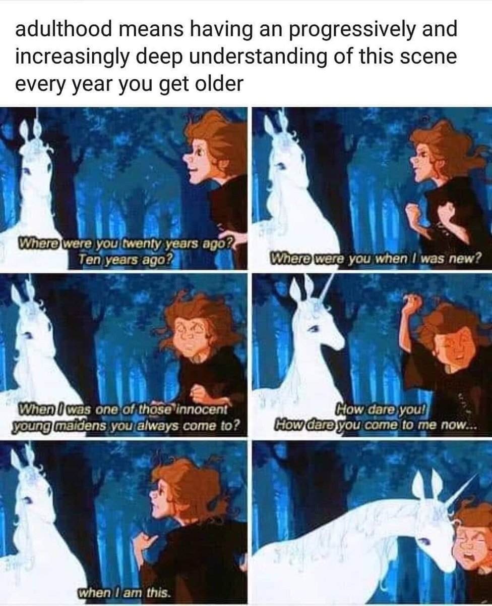 Feignlight's tweet image. Molly Grue is every broken hearted millennial who was promised unicorns and received neo fascism