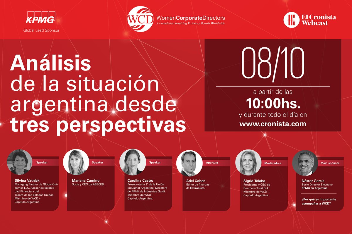 📢 El próximo 08/10 compartiremos la opinión de mujeres ejecutivas con una mirada internacional sobre la situación de nuestro país, para hacer un recorrido desde tres perspectivas: ¿Dónde estamos? ¿Hacia dónde vamos? ¿Cómo nos ven desde el exterior? 👉 cronista.com