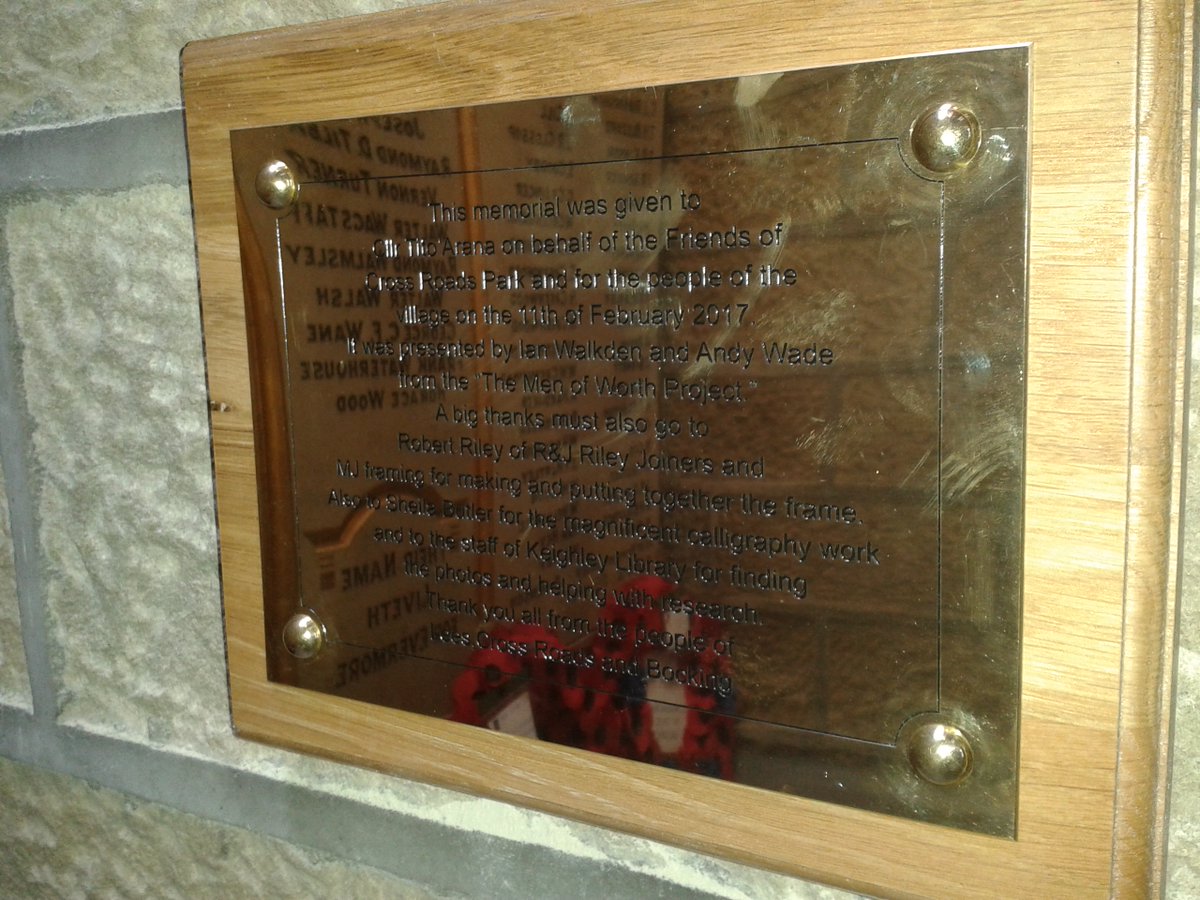 In 2017 we presented a new Cross Roads Primitive Methodist Sunday School roll of honour to the people of Cross Roads.The original was designated 'Lost' by the Imperial War Museum and indeed we did not know where it was. For years we'd been searching but all we had was a... 1/