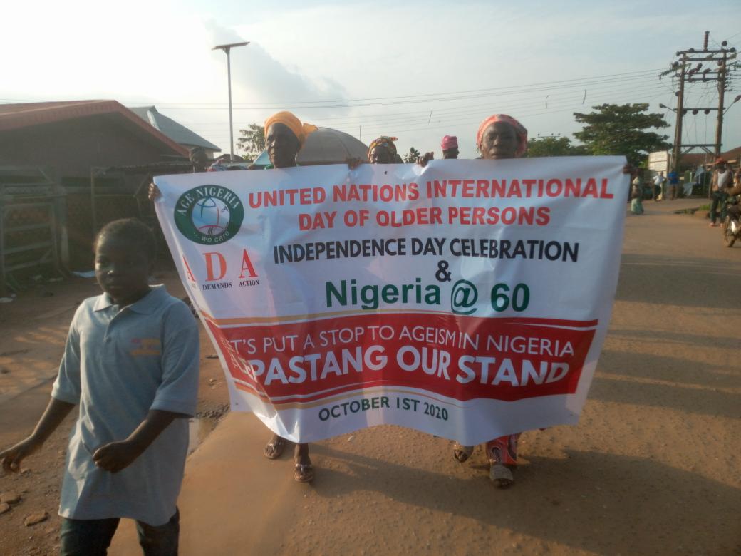 agenigeriafound's tweet photo. Jubilee,8 year old led campaign rally on International Day of Older Person in Nigeria. #Exposeageism #LEPASTANG #IDOP2020 #OLDERPEOPLEBACKONTHESTREETWITHAMISSION #TOSTOPAGEISM @HelpAge @Sunil_Sawhney @Maddy_At_Home @CommonAgeAssoc @legitngnews @NgoAgeing @UN4Ageing @dabiodunMFR https://t.co/t10lOZJCNQ