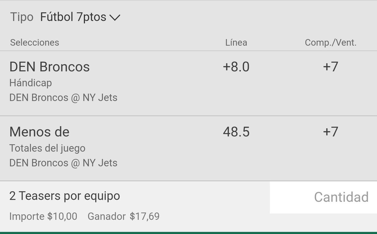 PicksLombardi's tweet photo. Así luce nuestro #TeaserNFL. Un poco más de colchón con los puntos, por si no lo metieron antes. Si tienen alguna duda de cómo meterlo manden DM. #FreePick #BroncosCountry https://t.co/9VFv585gZf