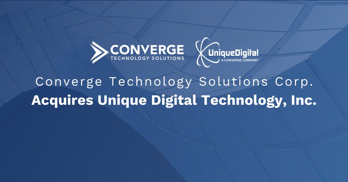 UniqueDigitalTX's tweet photo. Converge Technology Solutions Corp. &amp; Unique Digital Technology, Inc. announce that @UniqueDigitalTX has joined the @ConvergeTSC family of companies. https://t.co/GNUHXssgwC https://t.co/D0XCJUoxAx