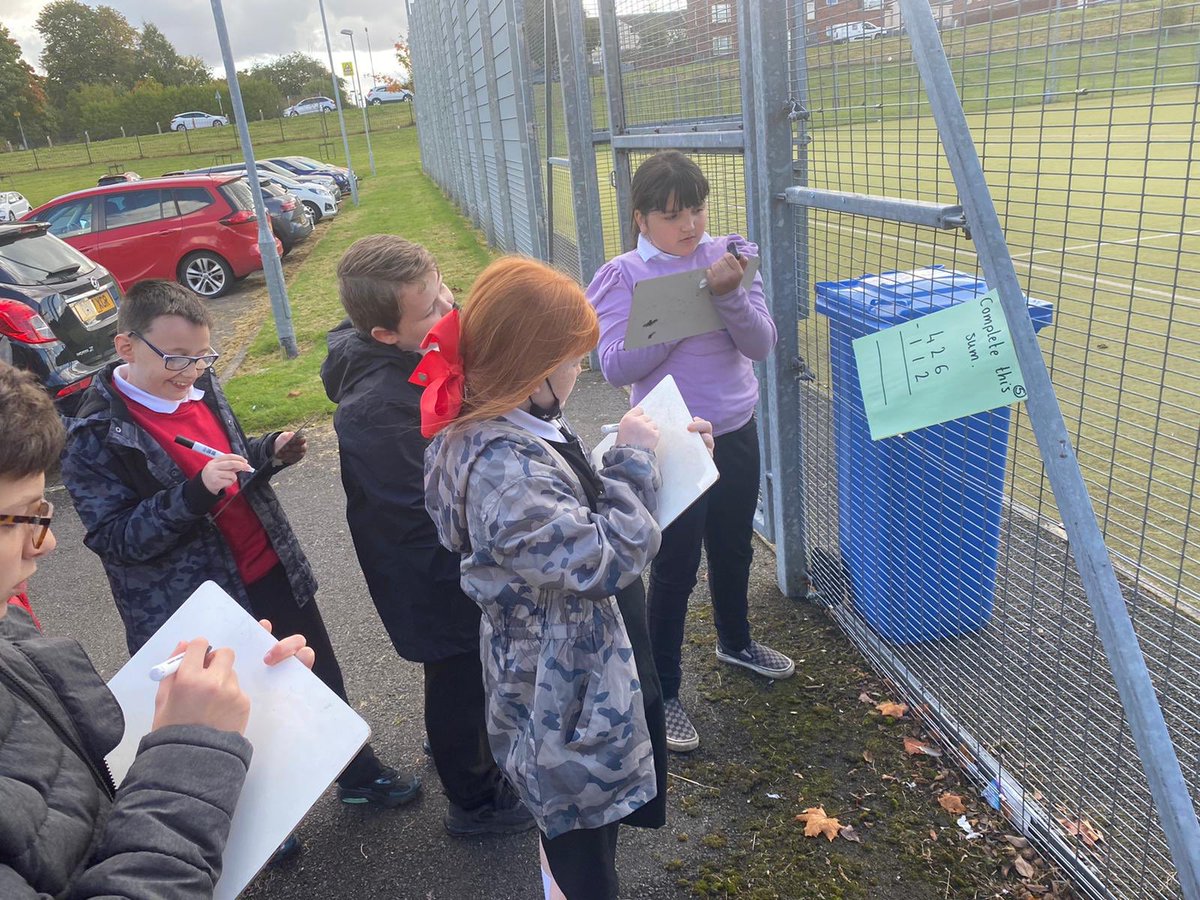 AntoninePrimary's tweet image. A group of P7s enjoyed a Numeracy treasure hunt this afternoon  followed by Reading for information and budgeting the cost of a meal. #reallifecontexts #application #pupilenegagement