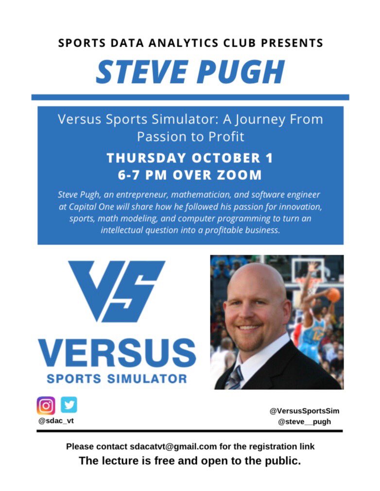Make sure to sign up for the Versus Sports Simulator presentation by Steve Pugh happening in 30 minutes. Open to all!

virginiatech.zoom.us/meeting/regist…
