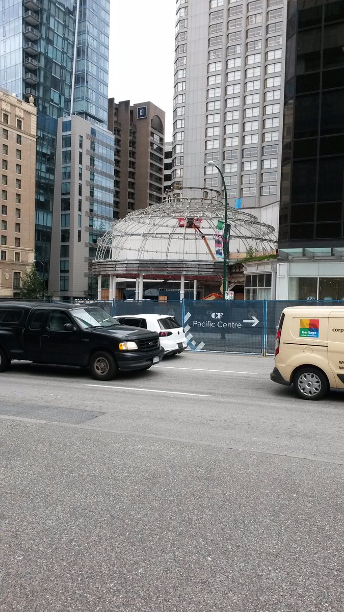 Gone. Rotunda entrance to Pacific Centre at Vancouver City Centre. Anticipate a sleek new Apple store #retail