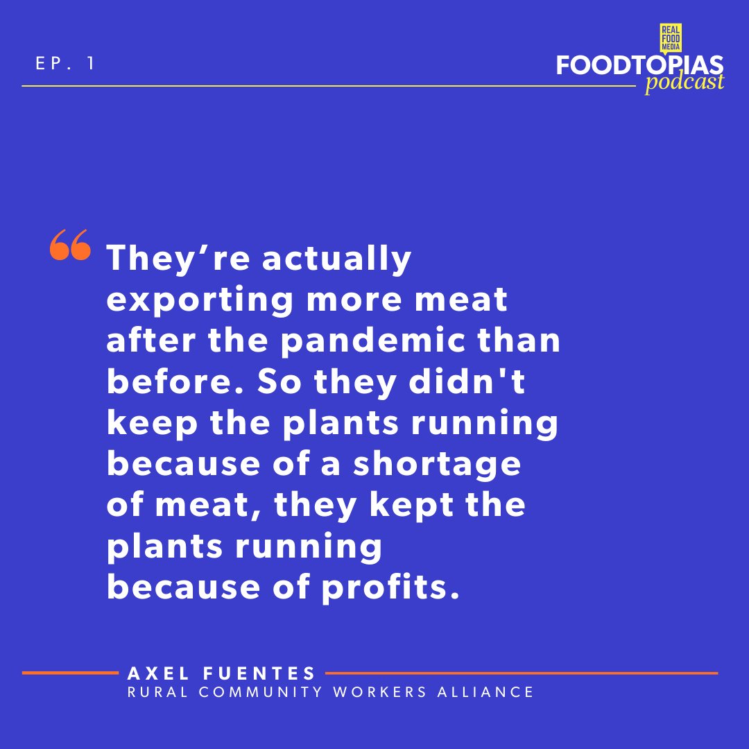 While Big Meat (&amp; the president) were keeping meat plants open to “sustain the nation’s food supply” &amp; failing to protect workers, they were also exporting record amounts of meat. <a href="/foodchainworker/">Food Chain Workers Alliance (FCWA)</a>

Look for Real Food Media wherever you get your podcasts: bit.ly/Foodtopias-1-L…