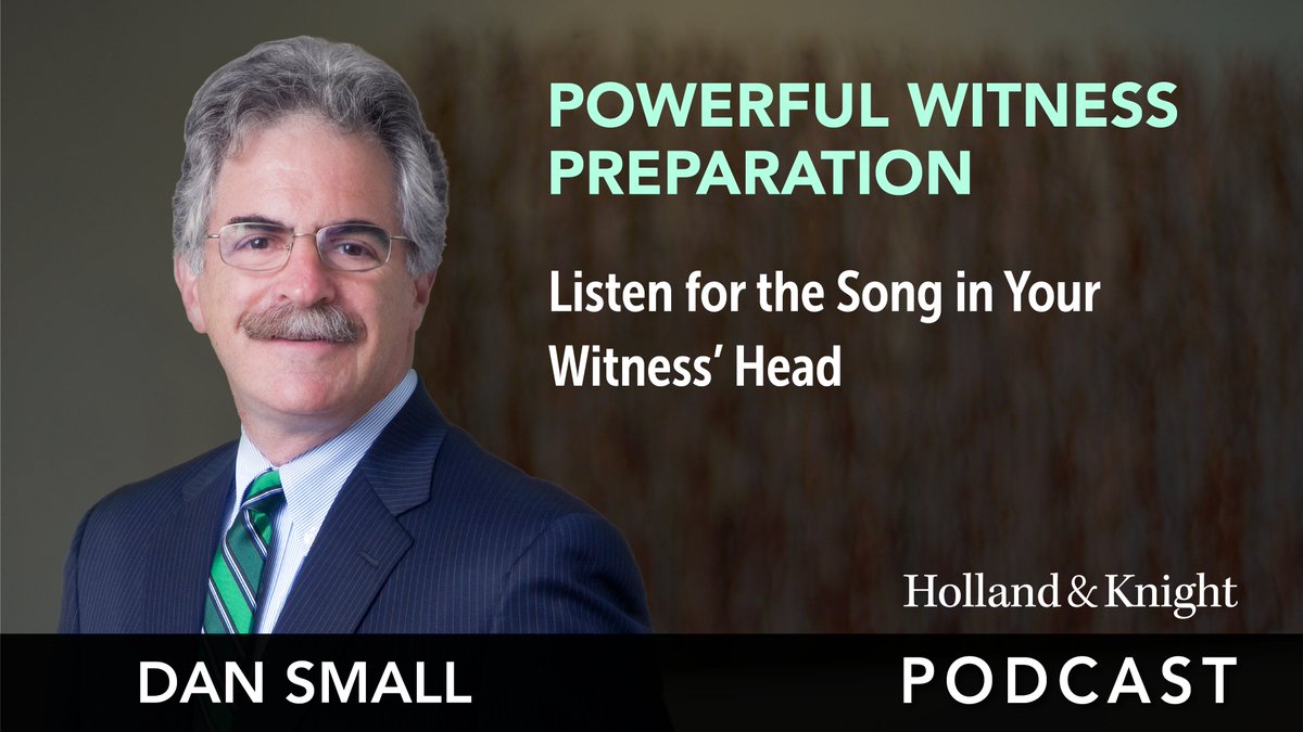 Holland_Knight's tweet photo. In this weekβs episode of his #WitnessPrep Series, #litigation atty Dan Small shares how to bridge the disconnect between what a lawyer believes their witness is thinking and what their witness is actually thinking.
https://t.co/4pvoZUd7wF https://t.co/memGp5JwnI