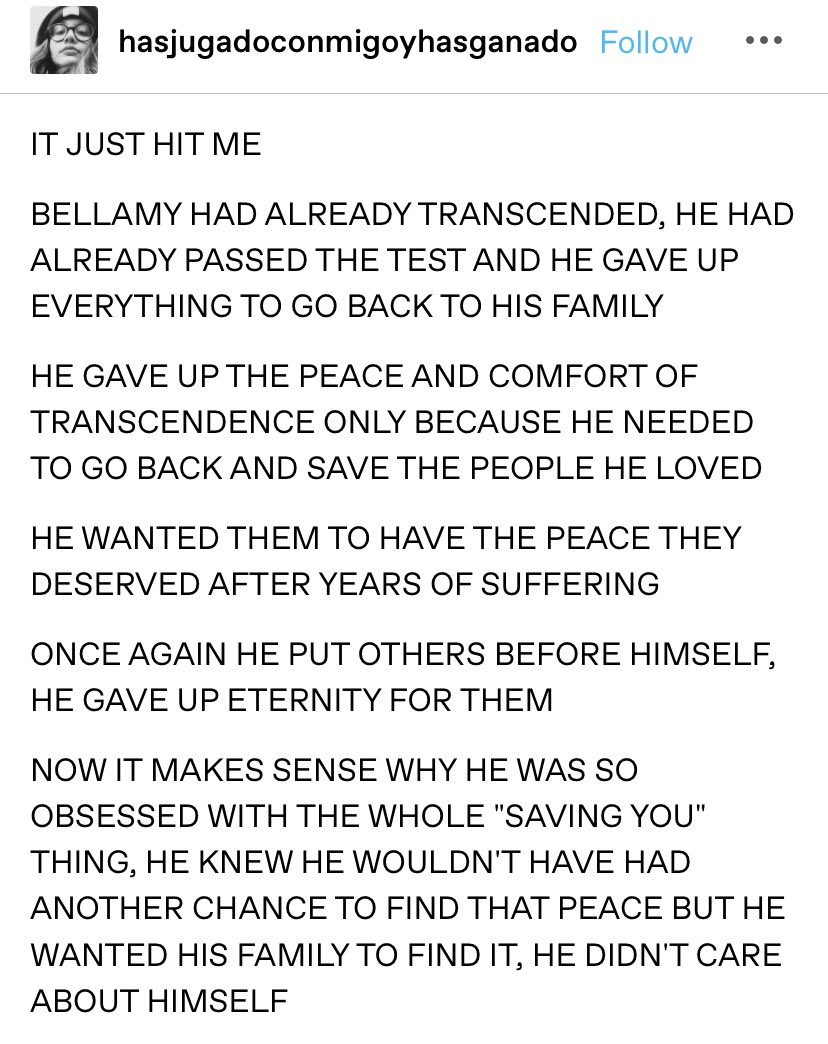 noraxswynonna's tweet photo. Just seen this on tumblr and now im crying he could have been with them all 🤯😭💔 #bellamyblake #the100 https://t.co/ZTg9uA93wK