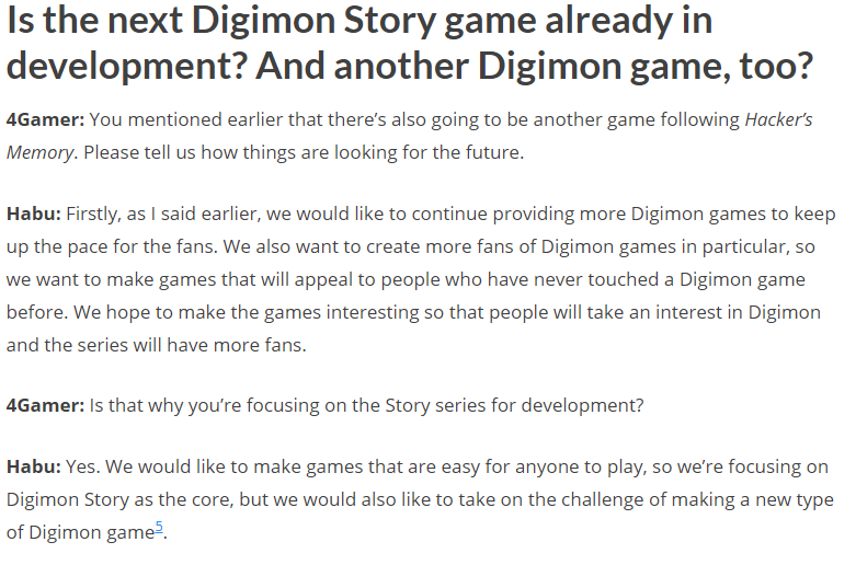 And although a lot of people loves when a game makes a uses some "old lore", the team still has the challenge of making the games easy to understand to newcomers, because they want to create new Digimon fans. (Translated by  @kazakazarinn)