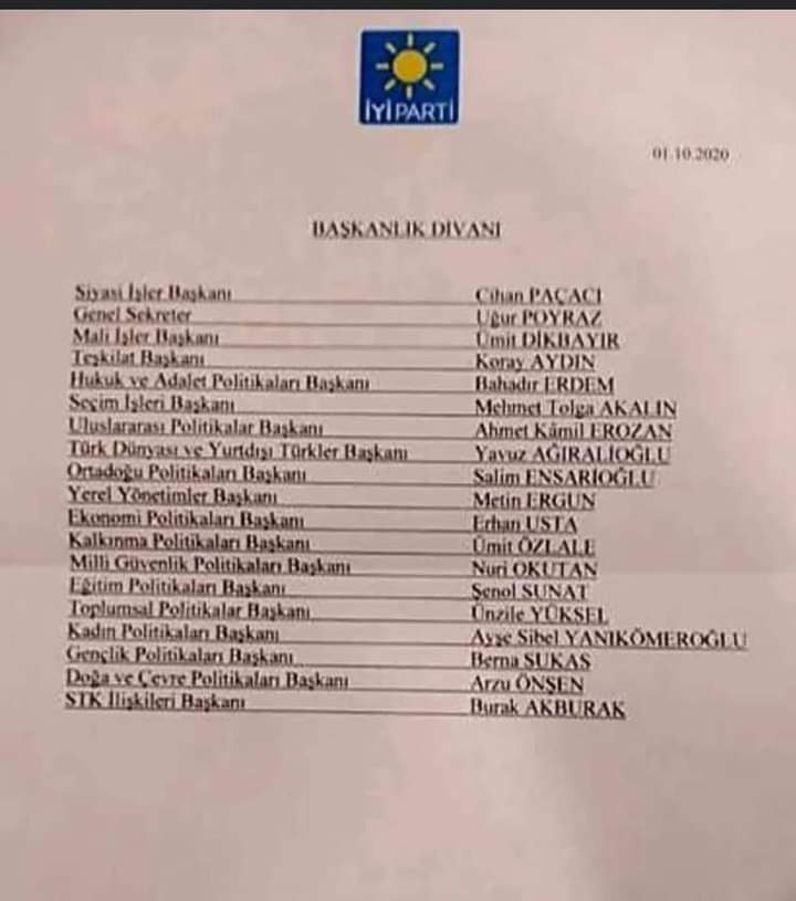 muasuk17's tweet photo. İYİ Parti Başkanlık Divanı  Ülkemize Ve Partimize Hayırlı  Ve Uğurlu Olsun. https://t.co/weLepNqqqk