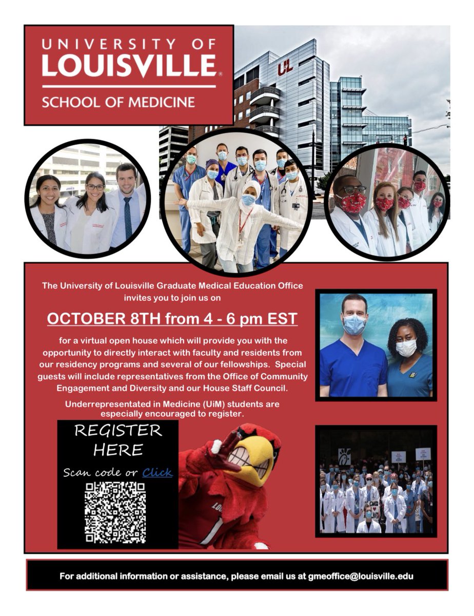 UofL Child Neurology (@uoflchildneuro) on Twitter photo 🗣EVENT ALERT 🗣
<a href="/uoflmedschool/">UofL Med School</a> GME ✨Virtual Open House ✨ on Thursday, October 8th from 4-6pm ET
<a href="/UofLChildNeuro/">UofL Child Neurology</a> Program Directors will be there to answer 🧠 questions.
Register by visiting this link - forms.office.com/Pages/Response…
@NMatch2021 <a href="/UofLNeurology/">UofL Neurology</a> #NeuroTwitterNetwork 🗣EVENT ALERT 🗣
<a href="/uoflmedschool/">UofL Med School</a> GME ✨Virtual Open House ✨ on Thursday, October 8th from 4-6pm ET
<a href="/UofLChildNeuro/">UofL Child Neurology</a> Program Directors will be there to answer 🧠 questions.
Register by visiting this link - forms.office.com/Pages/Response…
@NMatch2021 <a href="/UofLNeurology/">UofL Neurology</a> #NeuroTwitterNetwork