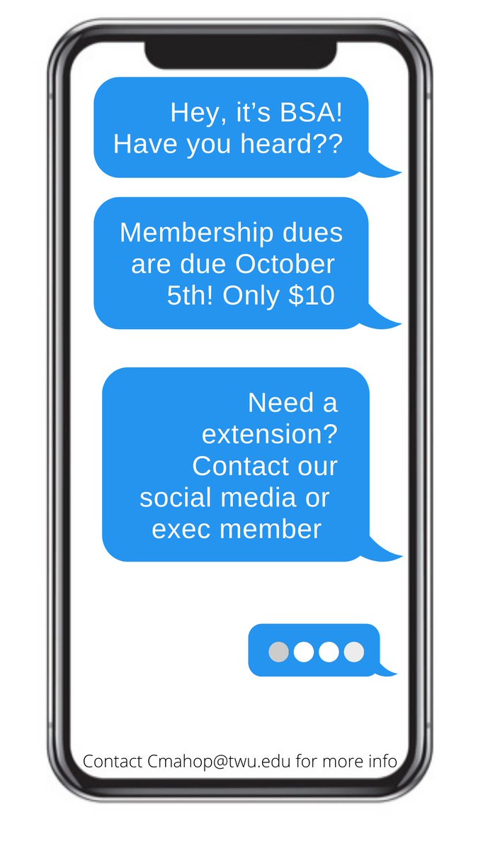 Membership fees are due October 5 if you’d like to be in BSA💚❤️💛