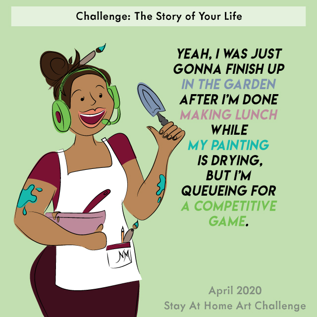 JadeLimey's tweet photo. Ahhh...my digital self portrait and all my scattered projects. 😍😱🤩

#digitalart #selfportrait #comicalselfportrait #graphicdesign #graphicillustration #comicofthecovid #multitasking #easilydistracted #somanyprojects #painting #cooking #gardening #gaming #allthethings https://t.co/ZonaW1EH0Q