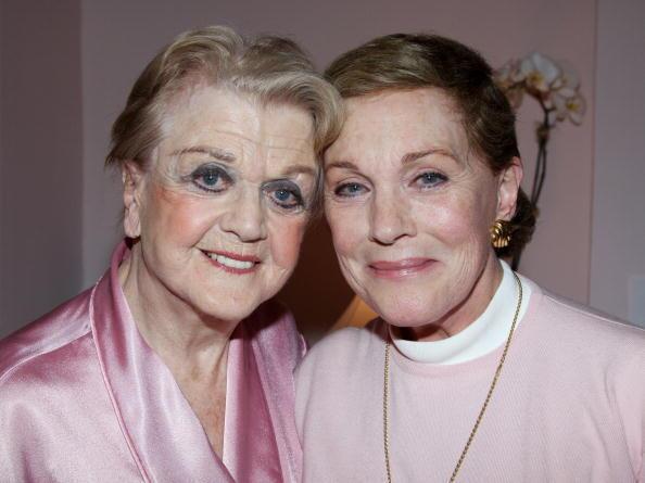 _AngelaLansbury's tweet photo. Birthday girl and fellow acting legend, Dame @JulieAndrews
 visiting Dame Angela Lansbury backstage after a performance of Blithe Spirit (2009) on Broadway. https://t.co/GOr66qw5I4