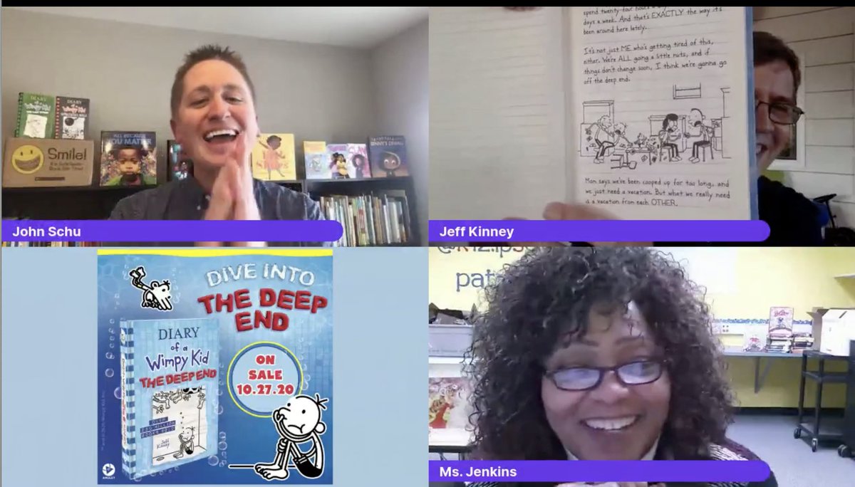 John Schu (@mrschureads) on Twitter photo . <a href="/wimpykid/">Jeff Kinney</a>'s first public reading from Diary of a Wimpy Kid: The Deep End took place during Book Joy Live today. Thank you, Jeff!! facebook.com/ScholasticBook… . <a href="/wimpykid/">Jeff Kinney</a>'s first public reading from Diary of a Wimpy Kid: The Deep End took place during Book Joy Live today. Thank you, Jeff!! facebook.com/ScholasticBook…