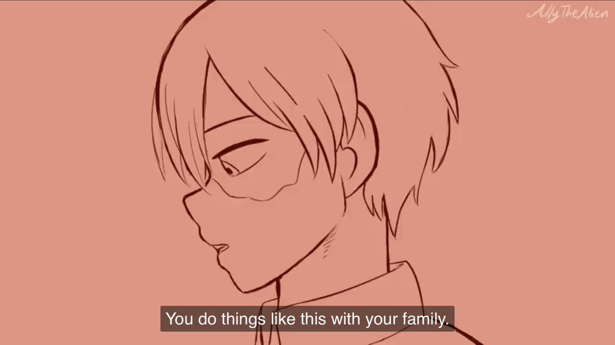 Todoroki willingly tells her the surface of his family problems to which he thinks of himself of a burden and tries to run off. First of, it is implied here that Todoroki was comfortable enough to open up to her. It was on his own terms + (art belongs to  @allythealienx )