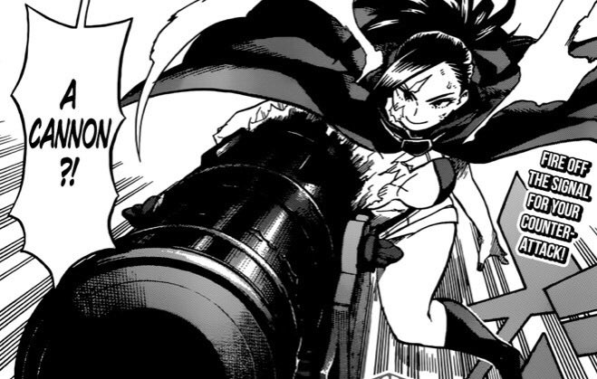 Todoroki brings out the best of Momo. From giving her confidence back we can see how amazing Momo truly is. That little confidence boost from Todoroki and her overcoming it results in. This also leads to her further defining character development. A badass hero! You go, Yaomomo!