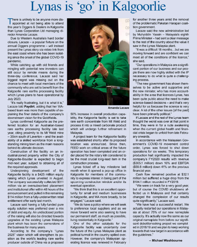 Disappointed I can’t be in Kalgoorlie for D&amp;D this year, but I'm delighted that Kam Leung will be there representing Lynas at the conference. paydirt.com.au/magazines/subs…