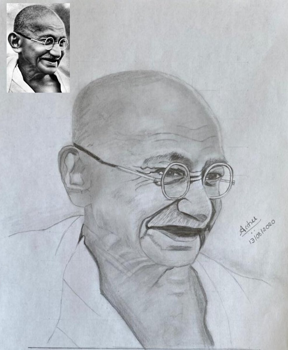 AcchuBharadwaj's tweet photo. A day to remember and to live a life by the values espoused by Mahatma.
Happy Gandhi Jayanthi🙏
.
#GandhiJayanti2020 #Bapuji #Bapu #FatherOfTheNation #portraitsketch #pencilsketch #newfoundpassion https://t.co/7ez3WrX5FF