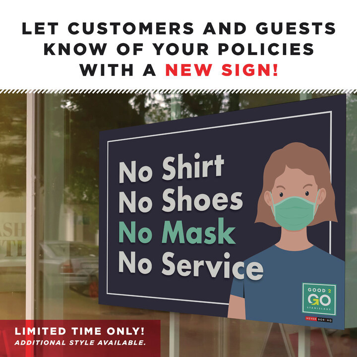 Let your customers know of your policy in a familiar way! These signs are available exclusively at the Never Boring Custom Signs and Fleet Graphics location.
Give us a call at 209.593.5844 to order yours!

#Sign #NoMask #Mask #FaceCovering #SocialDistancing #Safety #NeverBoring