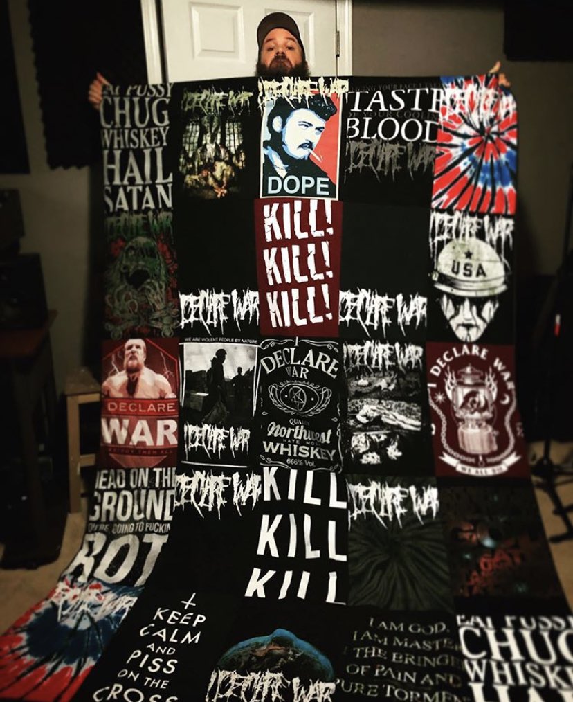 A fellow nomad and also a member of <a href="/ideclarewarband/">I Declare War</a>, our dude John and his lady put together and INSANE one of a kind #IDeclareWar quilt by hand. Just over 24 hours left to bid on anything on the auction.. good luck! 🤞🏻 ForTheNomads.org