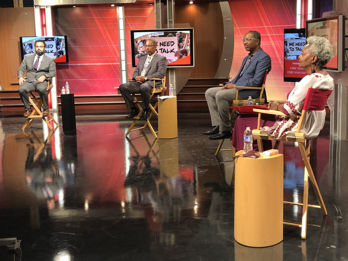 FarrellMaggie's tweet photo. Our second panel on criminal justice in our Series is ready to start. #weneedtotalk @unlvlibraries @unlv @UNLVUrbanAffrs https://t.co/DuTSPUcDAE