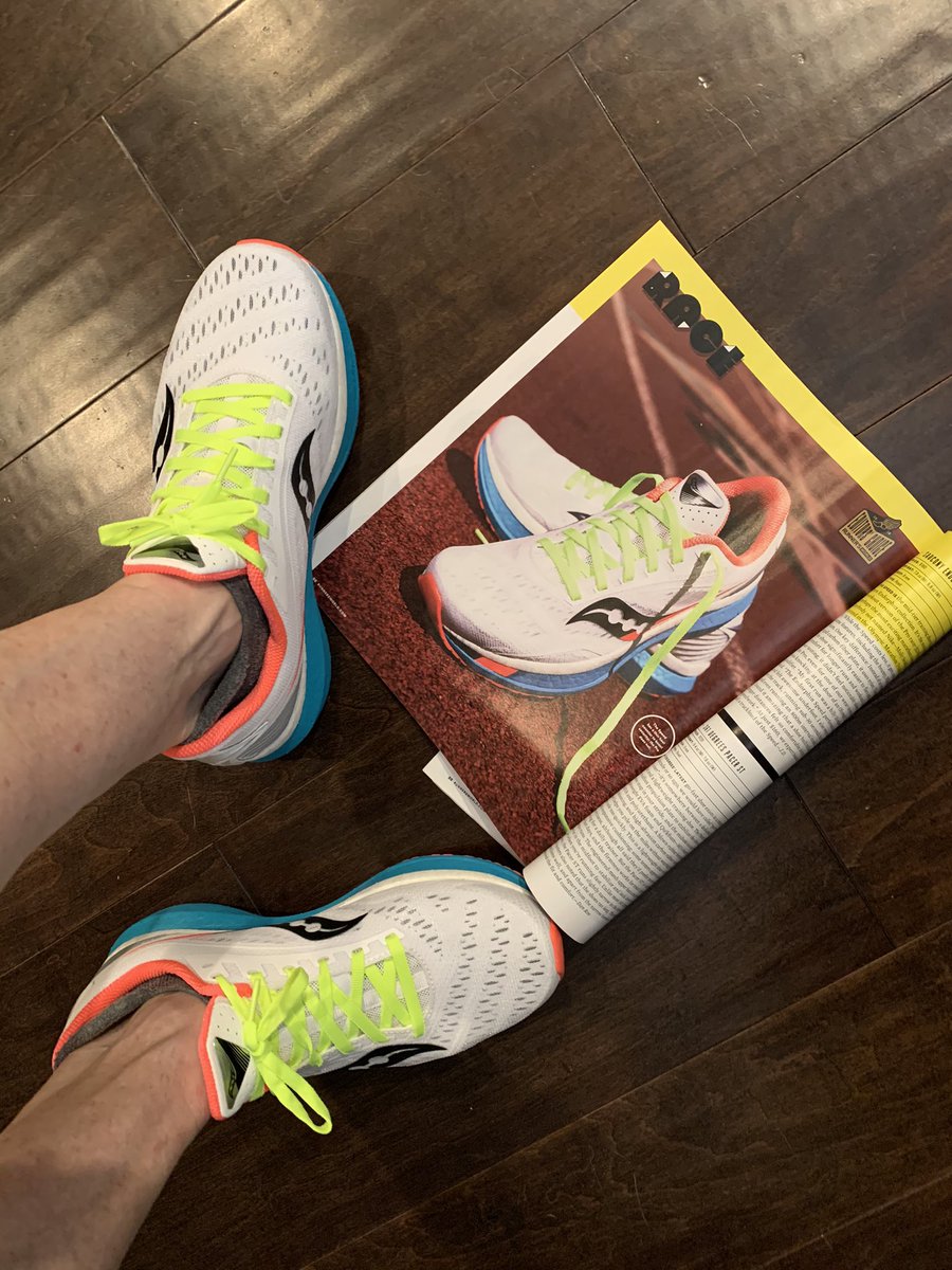 My @saucony Endorphin Speed trainers arrived today. YAY! They’re <a href="/runnersworld/">Runner's World</a> 2020 Editor’s Choice pick for road trainers and they arrived just in time for cooler-ish Florida temps. Can’t wait for 6am! 🏃🏻‍♀️💨