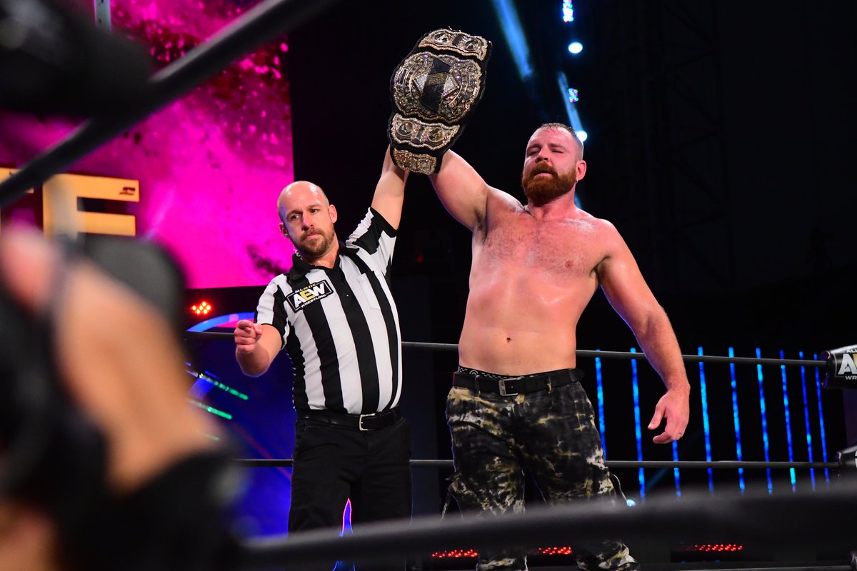 AEWonTV's tweet image. When will people learn that you don't go messing with @JonMoxley. Drop a 🏆 for the champ