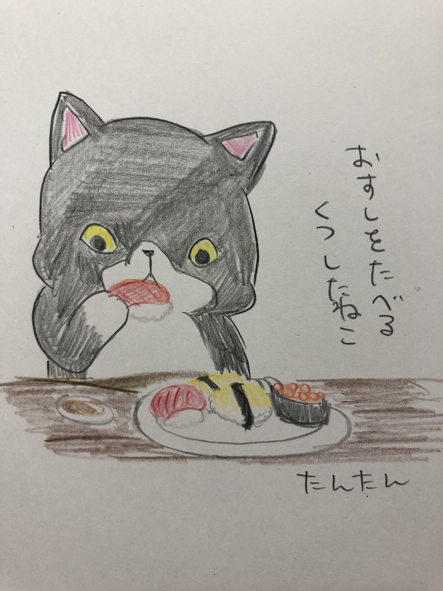 おすしを食べるくつしたねこ

#イラスト #猫
#色鉛筆 