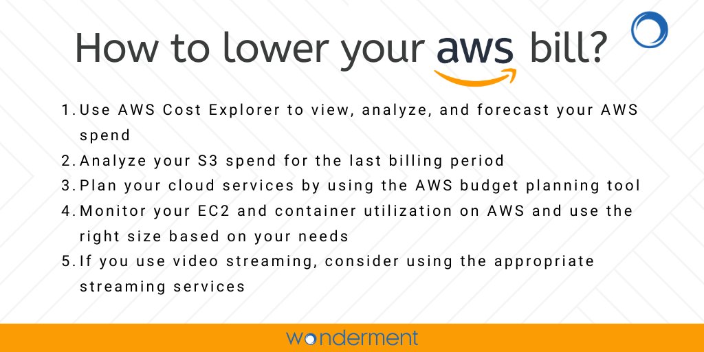 WondermentApps's tweet image. At @WondermentApps, we offer AWS bill audits with targeted action items to lower your bill. Contact us: bit.ly/3c2bw8T

#AmazonWebServices #AWS #AWSManagement #AmazonAws #Amazon #Cloud #CloudComputing #DevOps #DevOpsEngineer #Azure #AzureEngineer #Python #AWScloud #code