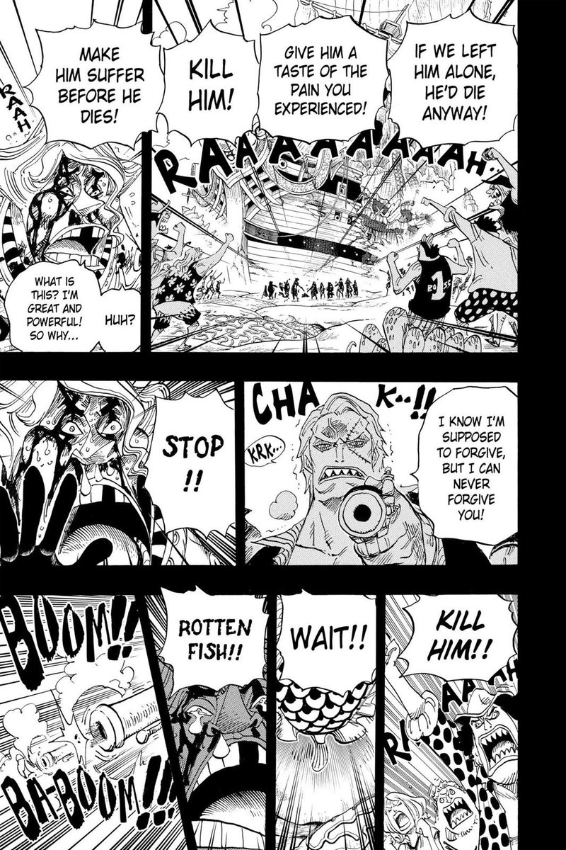 One Piece... for all its whimsical moments and slightly off norm representations there are just some moments that hit home real hard. Being able to forgive and build towards peace is one thing, but isn't it also cruel to ask the oppressed to quiet their rage and sadness? 1/x