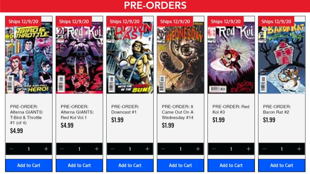 alternacomics's tweet photo. 8 NEW pre-orderable comics are now up!

Visit https://t.co/OBJwk7rWsj to see them all.

Update: new comics are printing this week (FINALLY!) and should arrive here in just a few days. At that point, orders will be shipping out! Thanks for your patience and support! https://t.co/TOYUx6hQap