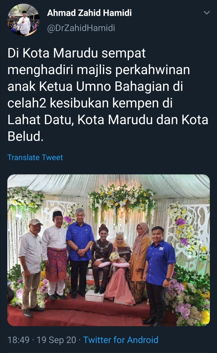  @DrZahidHamidi:Tawau (Zon Merah)KKKinabatanganPutatanKimanisPitasKota BeludBeliau mewakili UMNO/BN telah membuat permohonan maaf kepada rakyat & frontliners.