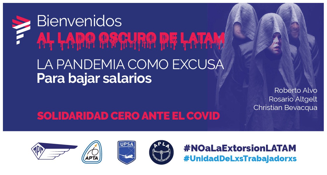 APAERONAUTICOS's tweet photo. Los oscuros de @LATAM_ARG escondidos desde marzo. Reteniendo salarios y despidiendo compañerxs. Roberto Alvo (el que "nos deja ir"), Rosario Altgelt (la ceoplanera del coloquio idea) y Christian Bevacqua (charlatán de feria) #noalaextorsionlatam
Ni olvido ni perdón https://t.co/MfJayIaaCl