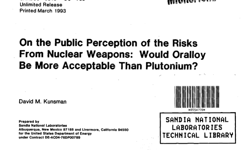 3/nNEW  #FOIA DOCUMENTS UPLOADED! https://osf.io/97weg/ Author concludes most of public won't know, understand, or care about differences b/t Pu & HEU in a nuke accident.IIUC we only fly for transport nukes with Insensitive High Explosives, no FIZMAT restrictions per se: