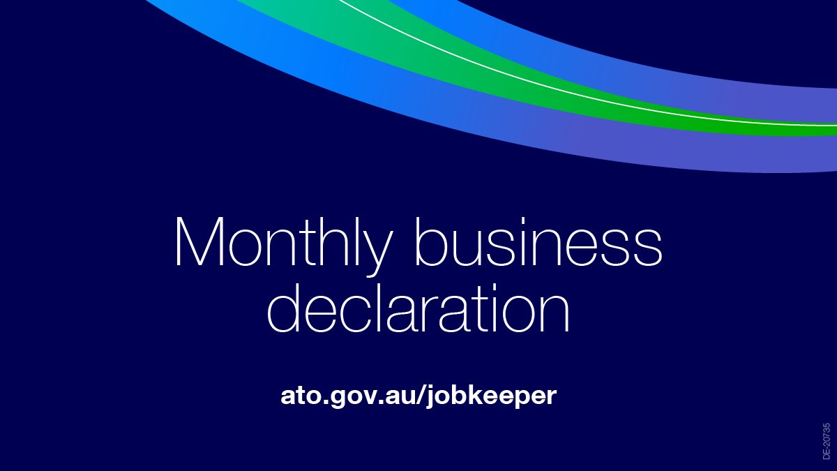 #Businesses: It’s time for your monthly #JobKeeper declaration. This is the last month you can claim $1,500 per JobKeeper fortnight for eligible employees. More info @ ato.gov.au/General/JobKee…