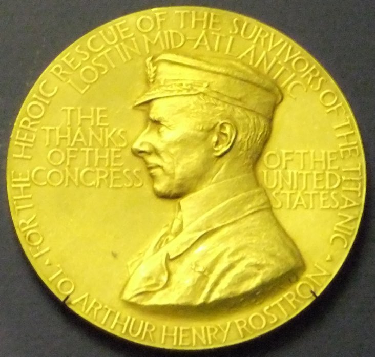 Speaking of the risk he ran by speeding through a dense icefield he famously told questioners, "I can only conclude another hand than mine was on the helm that night.”(Rostrom’s Congressional Gold medal) /