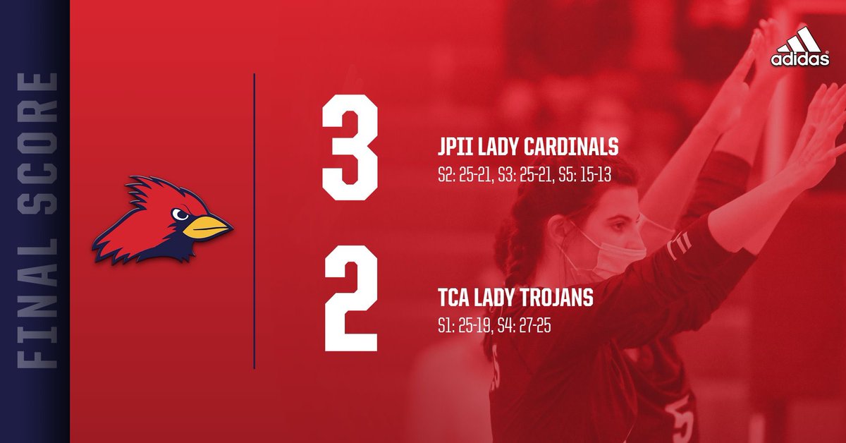 Lady Cards win!  Varsity Volleyball takes care of TCA on the road in the <a href="/TAPPSbiz/">TAPPS</a> district opener.  A hard fought, back &amp; forth game between two great programs.  

JPII now looks ahead to #SeniorNight next Tuesday against Parish at 7pm.  #OutWorkEveryone