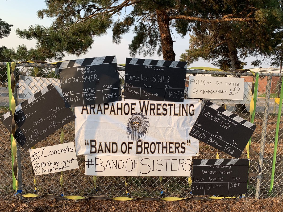 ArapGrapplers's tweet photo. #ReadySetAction! The #BandOfBrothers and #Sisters showed up to take part in the #ReverseParade! Check out our creation along Dry Creek Rd. near the Evert Entrance!
Thank you Arapahoe Student Council for making a fall #SpiritWeek happen!
#WarriorsFindAWay #ANightWithTheStars https://t.co/fYsTDX1pRk