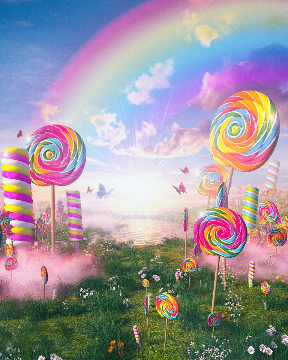 beeple's tweet photo. sunshine, lollipops and rainbows https://t.co/jseDjemIgW