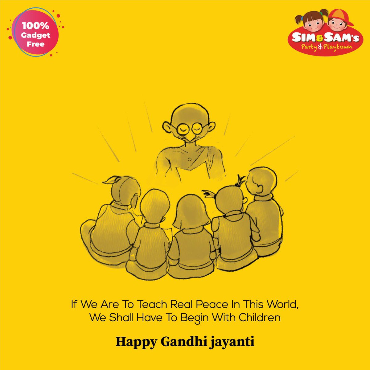 sumitjp's tweet photo. Let’s follow Mahatma Gandhi’s footsteps and learn to live and let others live peacefully. 

#simandsams #partyandplay #partyzone #playarea #gadgetfree #comingsoon #reopeningsoon #safeandsanitised #gandhijayanti #mahatmagandhi #FatherOfTheNation https://t.co/I5ODgT9bbR