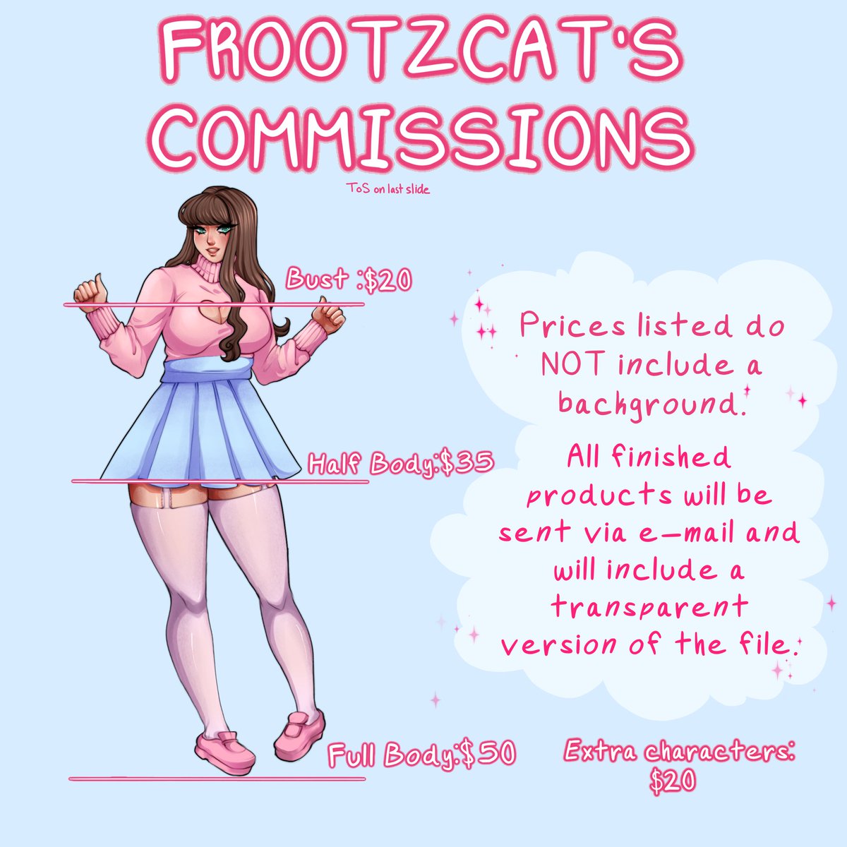 fr00tzcat's tweet photo. my commissions are open! what i will and won’t do, along with my ToS are below! https://t.co/y42nv9Rhbp