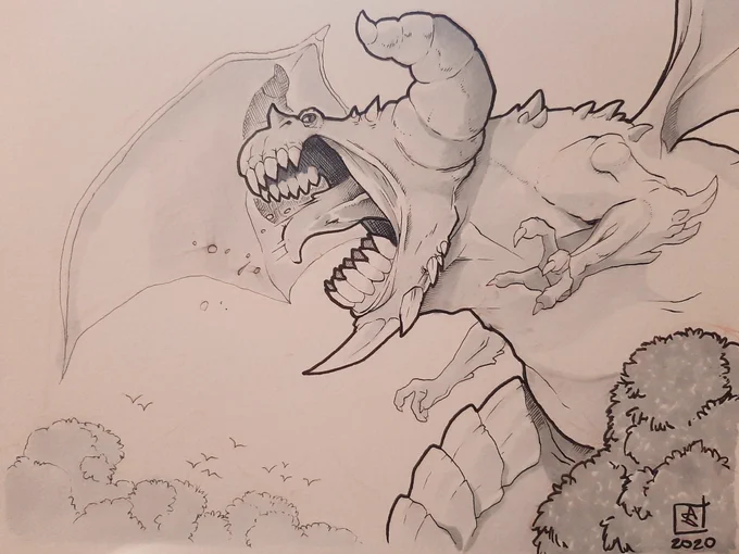 Whipped out the ol' sketchbook and drew a big ol' dragon! RAWR! ? 