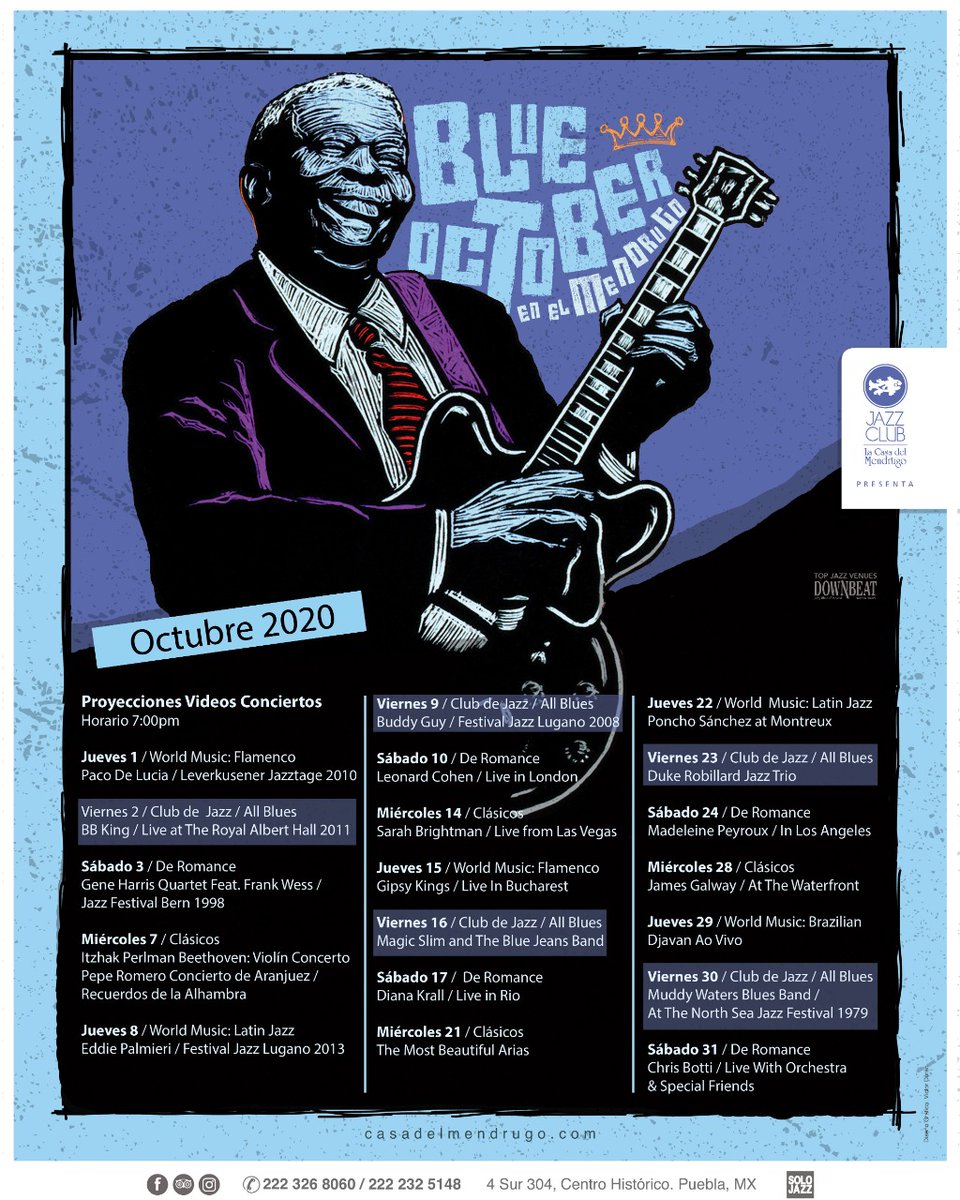 CasadelMendrugo's tweet photo. 📽️Disfruta de nuestro #OctoberBlue con proyecciones en gran formato de miércoles a sábados, 19 hrs.
Cartelera Mendrugo
No Cover
#music #dinner #Puebla https://t.co/qJLDL4BASm