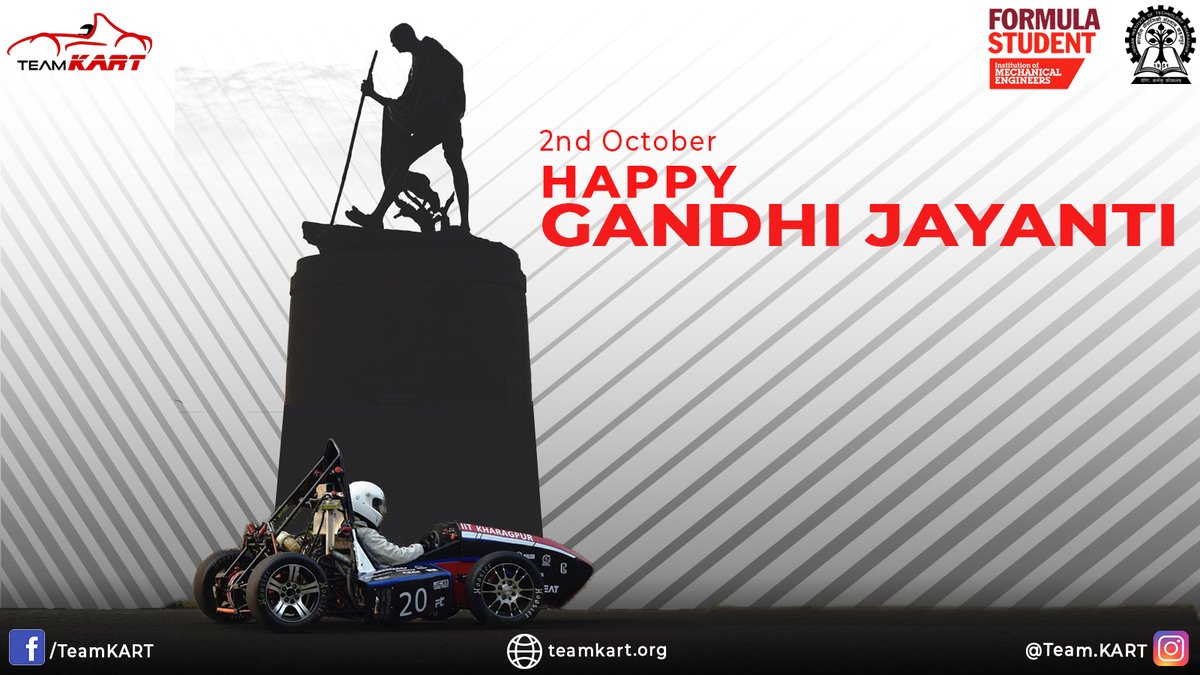 Today, let's pay tribute to Mahatma Gandhi, who won India its Independence by fighting a war with non-violence. He paved the path for a better future of India and his vision motivates us all.
TeamKART wishes you a Happy #GandhiJayanti.
#pushthelimits
#becauseracecar
#fsae
#k5
