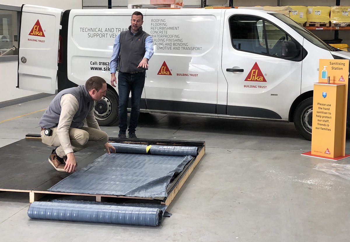 SikaIreland's tweet photo. Setting up for our #SikaBit Roadshow at @GBSRoofingLtd today. Very excited to be here, thanks for having us guys! #bitumen #roofing https://t.co/QrOfQw7I9b